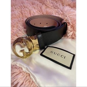 Gucci Black and Pink Reversible Belt